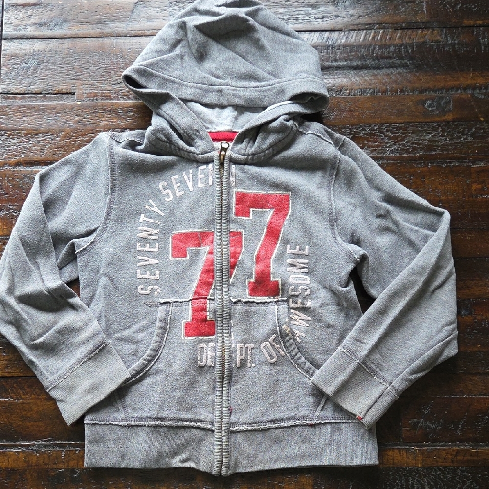 77kids by American Eagle Gray Hoodie with Red Accents